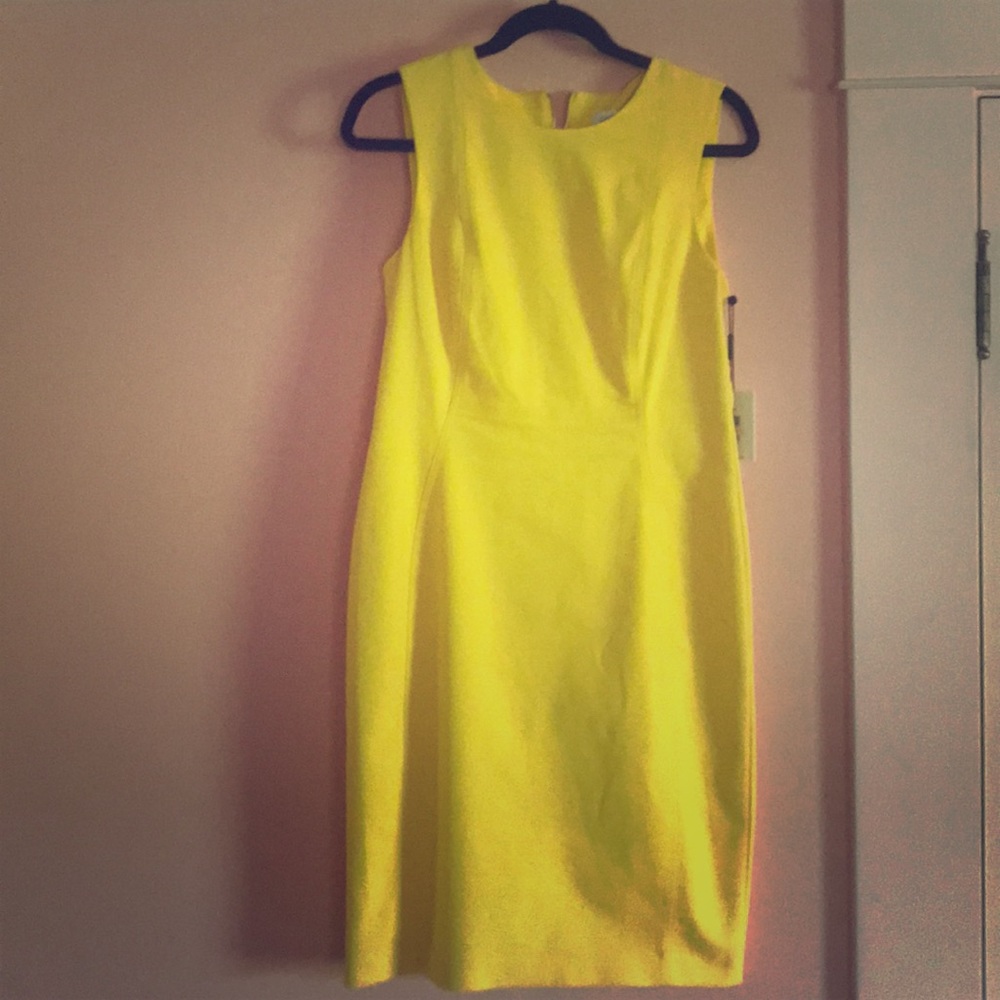 Sleek yellow Calvin Klein compression cotton dress